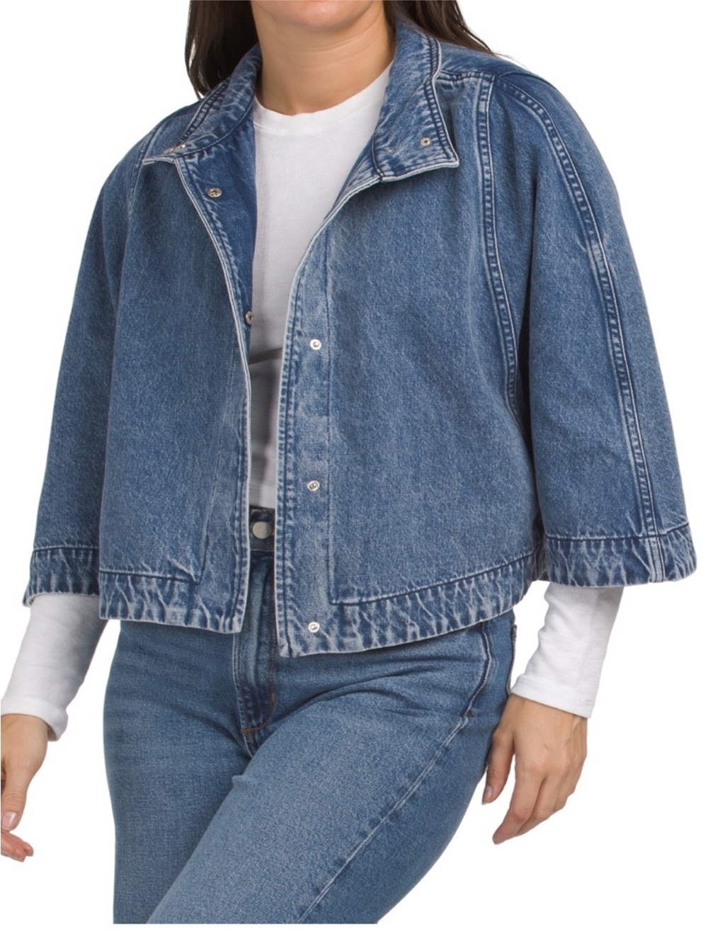 House of Harlow Womens Denim Cape Jacket